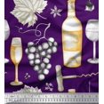 thumbnail image 1 of Soimoi polyester Crepe Fabric Grapes,Wine Glass & Bottle Decor Fabric Printed Yard 42 Inch Wide, 1 of 3