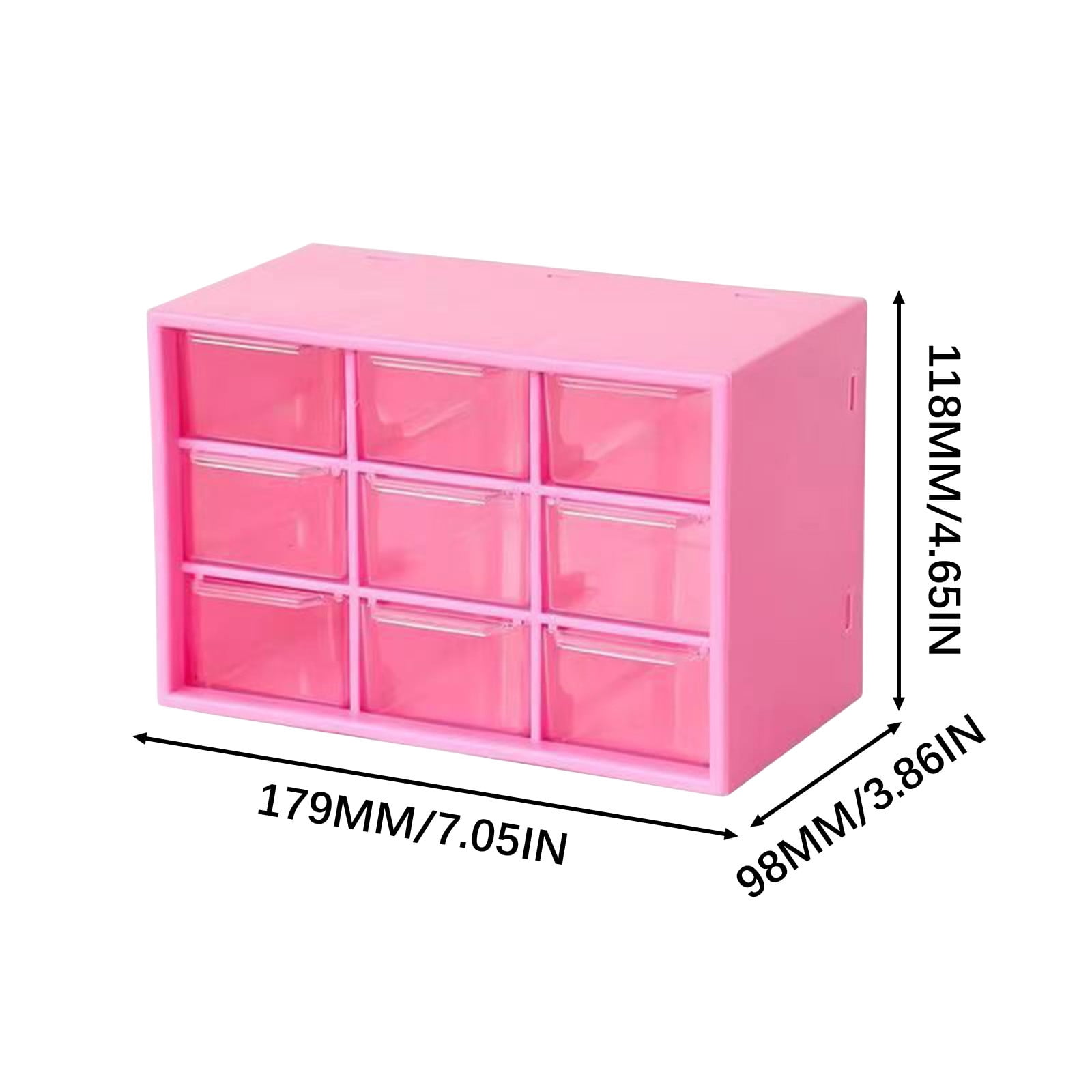 Desk Drawer Organizer Mini Desktop Drawer Box 9 Compartments Plastic Desk Organizer Office Supplies and Jewelry Storage Box for Office, School, Cosmetic, Jewelry, Hair Clips, Small Parts, Etc.