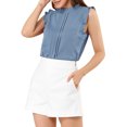 thumbnail image 1 of INSPIRE CHIC Blouse Sans Manches pour Femme, à Volants, Plissée, Blouse CHIC pour le Travail, TP, Bleu Gris, 1 of 7