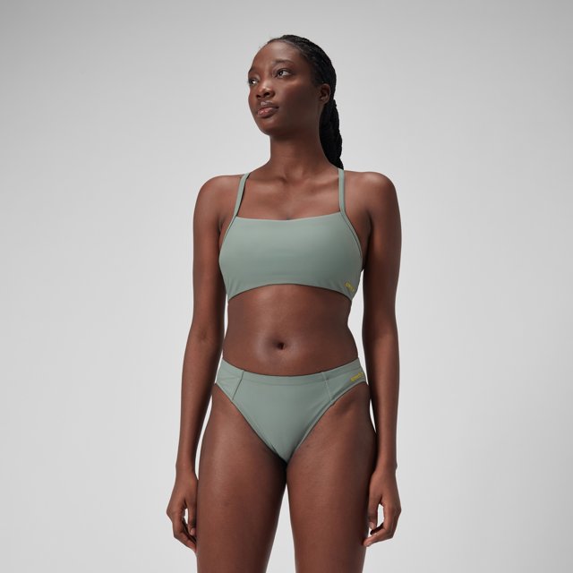 Speedo Hauts de Bikini Dos Nageur Unis pour Femmes - Olive Doux, Taille : L