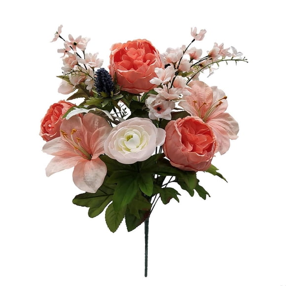 Mainstays 23" Artificial Flower Delphinium Bouquet, Peach Color. Indoor Use.