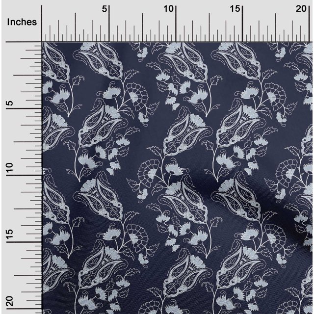oneOone Viscose Chiffon Fabric Leaves|Floral & Paisley Block Printed Craft Fabric BTY 42 Inch Wide