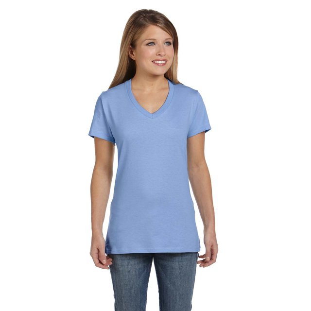 Hanes Ladies 4.5 oz. 100% Ringspun Cotton nano-T V-Neck T-Shirt