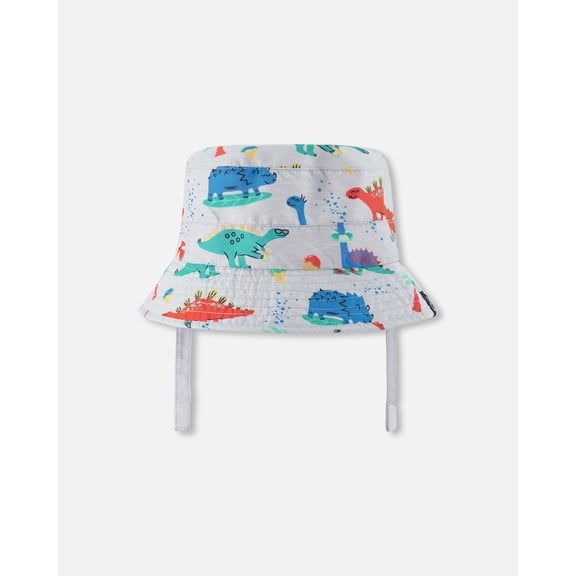 Deux Par Deux Recycled Polyester Beach Hat Blue Baby Dinosaur Print
