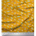 thumbnail image 1 of Soimoi Gold polyester Crepe Fabric Artistic Feather Print Fabric by the Yard 52 Inch Wide, 1 of 5