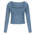 thumbnail image 3 of Timegard Hauts de Sortie pour Femmes sous-Vêtements Col Carré Manches Longues Froncé Tee Automne Tops Skinny Décontractés, 3 of 6