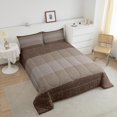 thumbnail image 4 of Erosebridal Brown Stripes Geometric Bedding Sets with Comforter, Chic Abstract Comforter Sets, Chic Dots Down Comforter, Breathable Room Decoration, 2pcs, 4 of 8