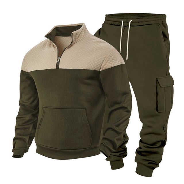 Mens Long Sleeve, Casual Tracksuit with Hood and Elastic Waist