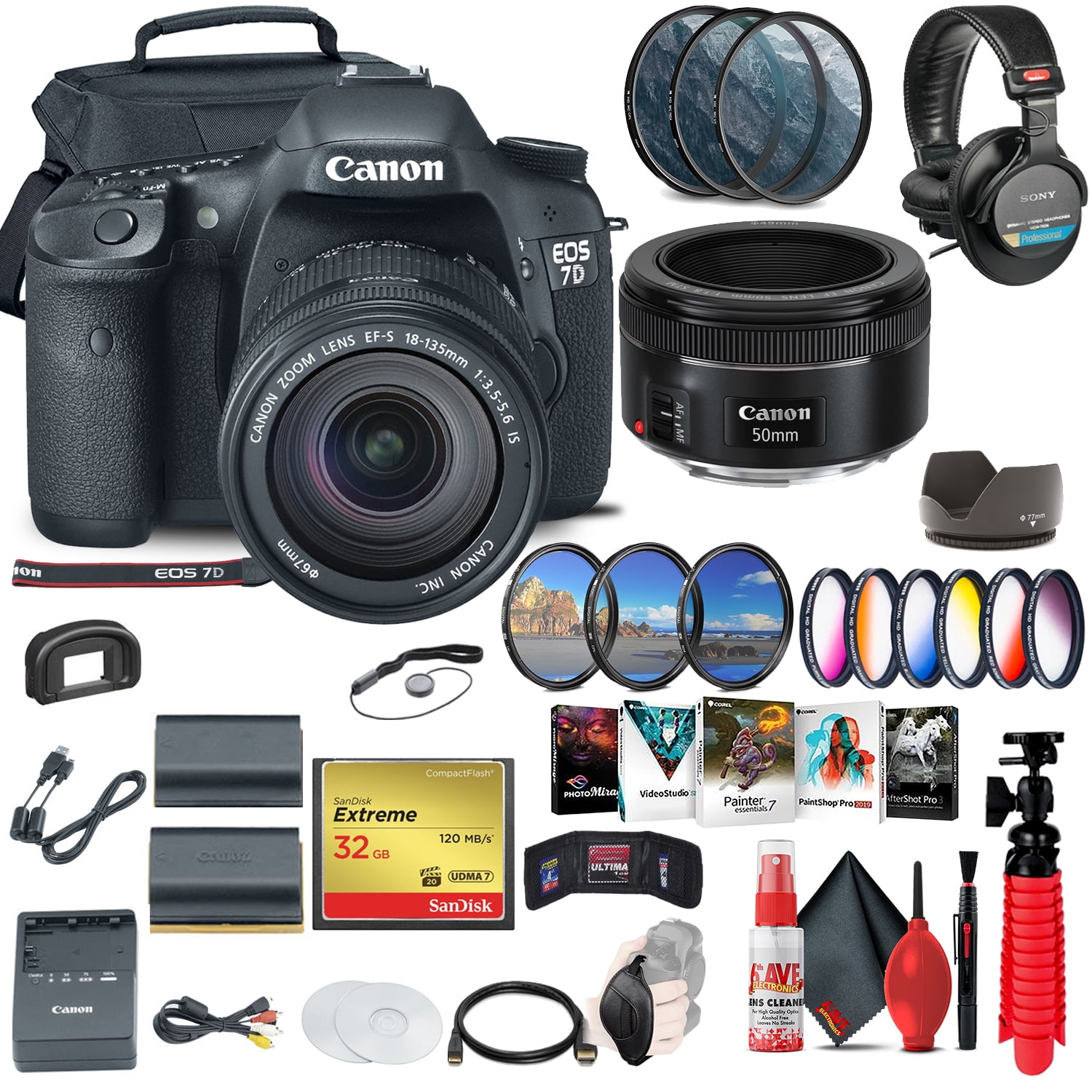 Canon EOS 7D Appareil Photo Reflex Numérique avec Kit 18-135mm (3814B016) + Objectif EF 50mm + Plus (Modèle International)
