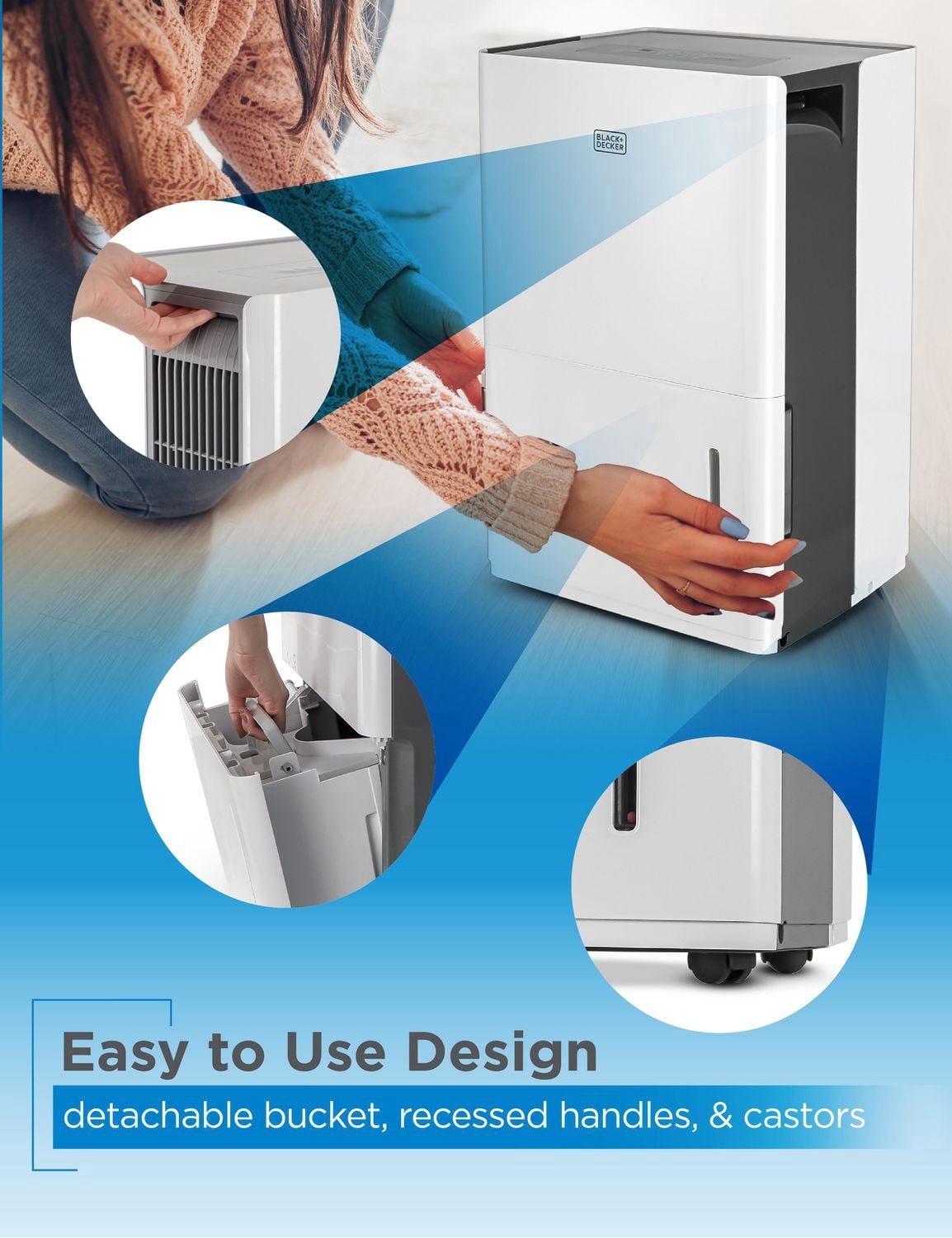 BLACK+DECKER 4500 Sq. Ft. Dehumidifier for Large Spaces and Basements, Energy Star Certified, BD50MWSA