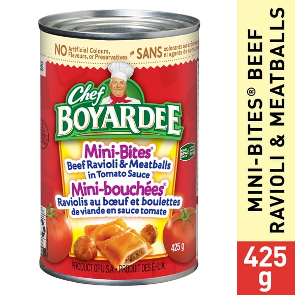 Chef Boyardee Mini-Bites Beef Ravioli and Meatballs in Tomato Sauce, 425 grams