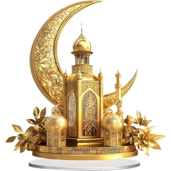 Eid Mubarak Decorations Ramadan Table Decoration, Eid Al Fitr, Mubarak Islamic 2D Castle for Family Souvenir Collection Eid Mubarak Decorations for Home