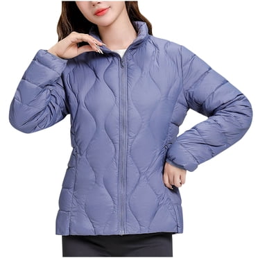 Pisexur Winter Coats for Women Solid Color Long Sleeve Puffer Jacket Fashion Warm Zip Up Stand Collar Winter Jackets Casual Lightweight Down Jacket Plus Size Outerwear with Pockets M-4XL