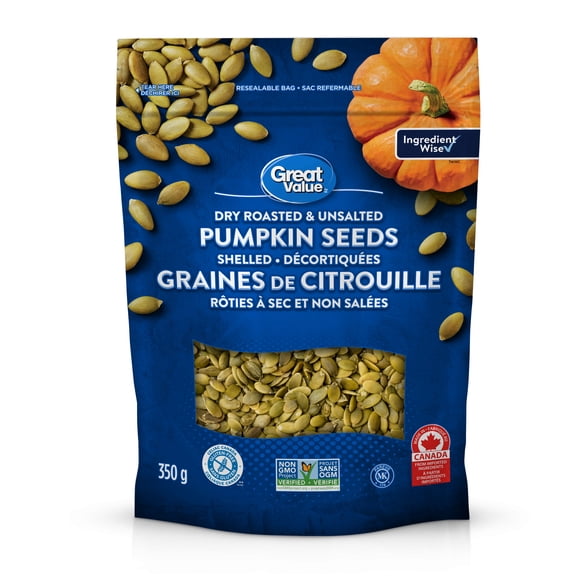 Graines De Citrouille Rôties À Sec Et Non Salées Great Value