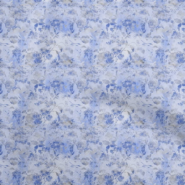 oneOone Velvet Medium Blue Fabric Abstract Floral Craft Projects Decor Fabric Printed By The Yard 58 Inch Wide-1ra