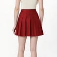 thumbnail image 4 of LOVZFMLL Jupes pour Femmes Jupe Plissée Classique Mini Confort Taille Haute Unie Basique Pom-Pom Girl Uniforme Scolaire Jupe Rouge TG, 4 of 9