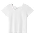 thumbnail image 3 of Girls Bow Back T Shirts Kids Ribbed Crew Neck Short Sleeve Tops Summer Trendy Tees, 3 of 6