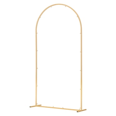 KFFKFF Arch Backdrop Stand, 6.6 x 3.3 ft, Stable Structure, Easy Assembly, 1 Set Gold Metal Arch Backdrop Stand