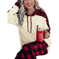 thumbnail image 3 of Kmbangi Female Suit Set Plaid Long Sleeve Hooded Pullover+ Long Pants, 3 of 10