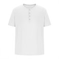 thumbnail image 4 of Shirts for Men, Mens Solid Color Fallow Button Round Neck Sports Short Sleeve Shirt, 4 of 6