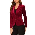 thumbnail image 4 of INSPIRE CHIC Blazer en Velours Vintage pour Femme, Revers Cranté, devant Boutonné, Veste de Bureau, m Bourgogne, 4 of 8