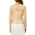 thumbnail image 3 of INSPIRE CHIC Women's Floral Lace Cardigans Tie Front Ruffled Hem Sheer Cropped Shrug Top L Beige, 3 of 6