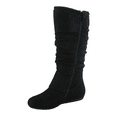 thumbnail image 4 of Women's Casual Flat Heel Side Zip Wide Calf Knee High Mid-Calf Boots Shoes ( Black, 7.5 ), 4 of 5