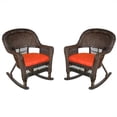 thumbnail image 1 of Pemberly Row Chaise Berçante en Osier Couleur Espresso avec Coussin Rouge (Ensemble de 2), 1 of 1