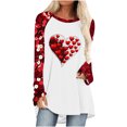 thumbnail image 1 of Penkiiy Hauts de Mode à Manches Longues pour Femmes, Col Rond Mignon, Blouse Tendance, Saint-Valentin 2025, Grande Taille, Imprimé Cœur d'Amour, 2TG Rouge, 1 of 5