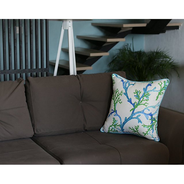 Housse de Coussin Carrée Corail Bleu Marine
