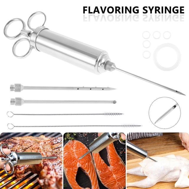 DEBGFS Meat Injector Syringe 3 Marinade Injector Needles for BBQ Grill 60ml Cooking Syringe Roasting Marinated Injector Meat Marinade BBQ Kitchen Tool