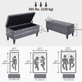 thumbnail image 3 of HOMCOM Storage Bench Tufted Linen Ottoman Footstool with Soft Close Lid, 3 of 10