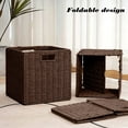 thumbnail image 4 of Czzoypi Woven Storage Basket, Foldable Rattan Storage Box for Home Organization, Multipurpose Clothes Toys Snacks Storage Basket for Wardrobe Living Room, Black, 4 of 7