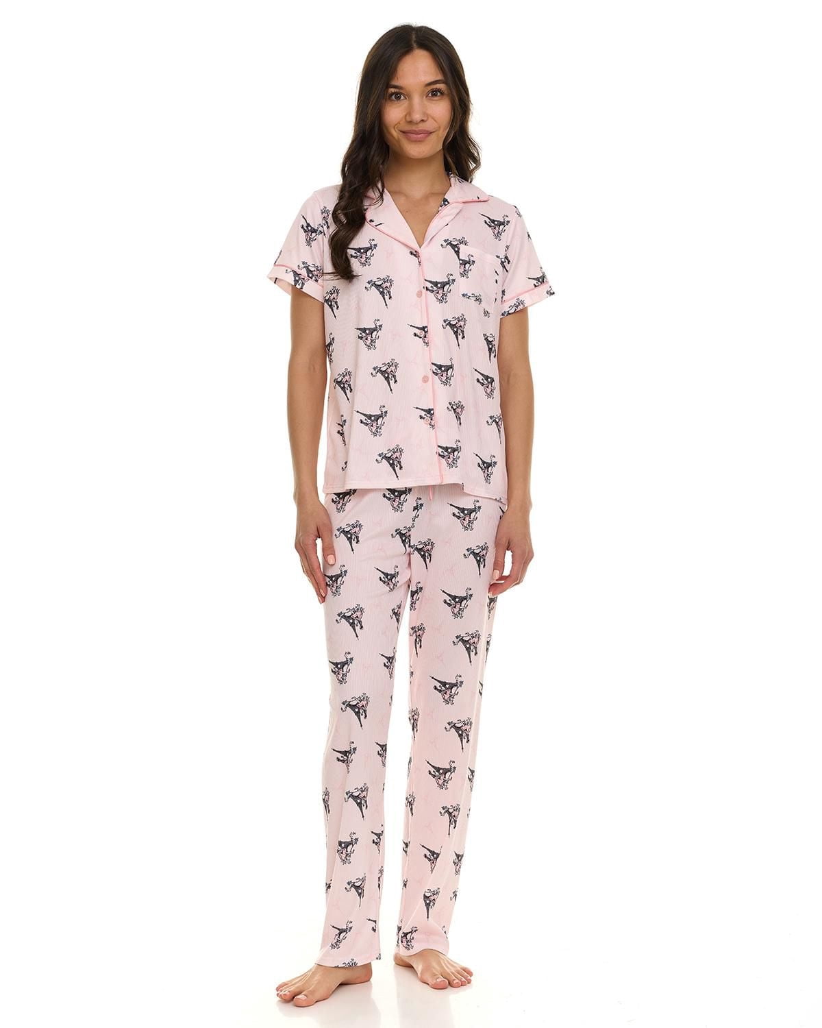 Ensemble pyjama 2 pièces à col cranté côtelé pour femme Paris Dreams, tailles S à XL – Exclusivité en ligne