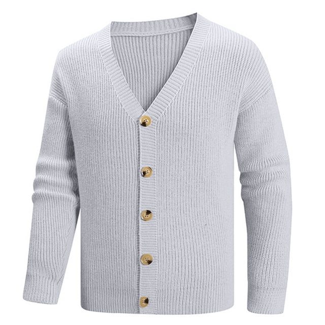 Men's Casual V-neck Button Cardigan Sweater - Perfect for Layering