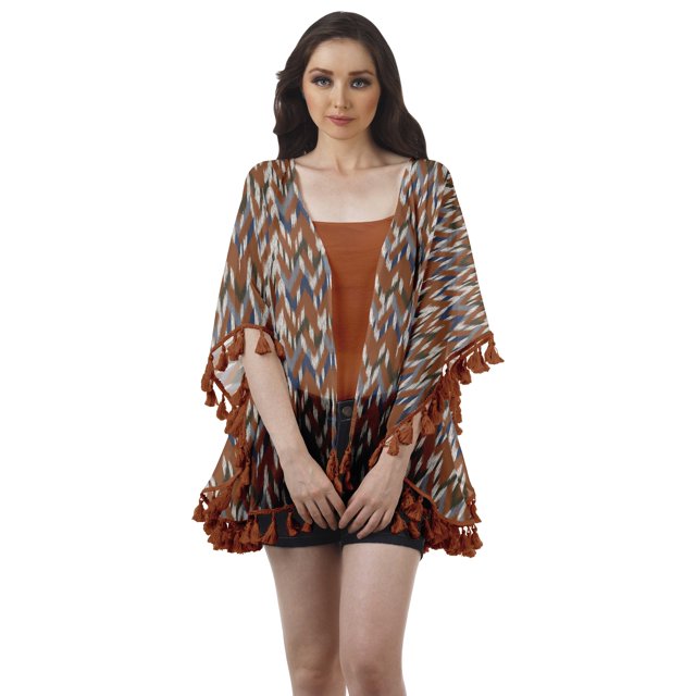 Moomaya Front Open Printed Shrug Beach Clothes For Kimono Cardigans For Women