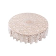 thumbnail image 1 of White Round Tablecloth Polyester Sheer Lace Embroidered with Hollowed-out Non-slip Design for Dining Tables 185 cm, 1 of 6