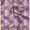 thumbnail image 1 of Soimoi Purple Poly Georgette Fabric Cat & Fox Kids Print Fabric by Yard 52 Inch Wide, 1 of 6
