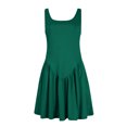 thumbnail image 4 of Liquidation à 50 % de Rabais! Robes de Soirée pour Femmes, Robe d'Été Décontractée pour Femmes avec Poches, Couleur Unie, Mini-Robe à Col en V, Vert, P, 4 of 9