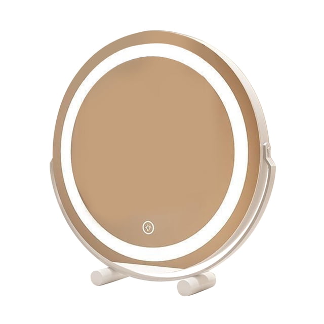 Riforla Vanity with Lights LED Makeup Lighting Modes with Magnification 360°Rotation Round Lighted Makeup for Bedroom Tabletop Make up mirror White