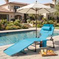 thumbnail image 2 of Gymax Chaise Longue de Plage Portable Chaise Pliante Inclinable avec Trou pour le Visage Turquoise, 2 of 9