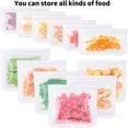thumbnail image 3 of 10 Sacs de Rangement Alimentaires Réutilisables en Silicone, Sac Alimentaire en PEVA, Contenant de Rangement Scellé et Auto-Scellant pour l'Organisation à la Maison pour le Rangement des Aliments et des Voyages (2 Grands 6 Moyens 2 Petits),A, 3 of 5