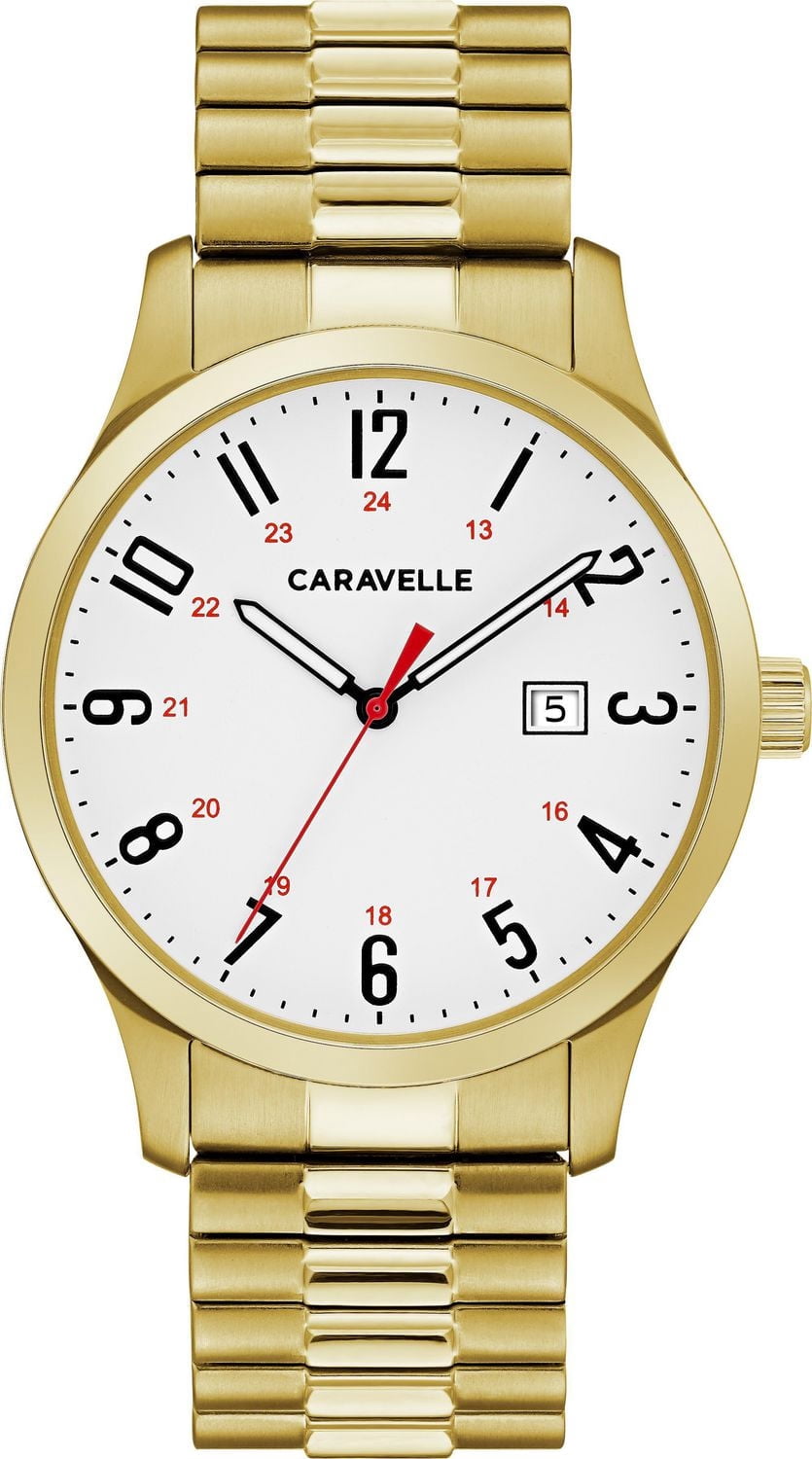 Caravelle Mens Gold-Tone Quartz Watch