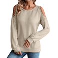 thumbnail image 1 of XZNGL Womens Tops Long Sleeve Long Sleeve Womens Tops Womens Fashion Solid Color Long Sleeve Off-The-Shoulder Button Fallow Tops Womens Long Sleeve Tops Women Tops Long Sleeve, 1 of 6