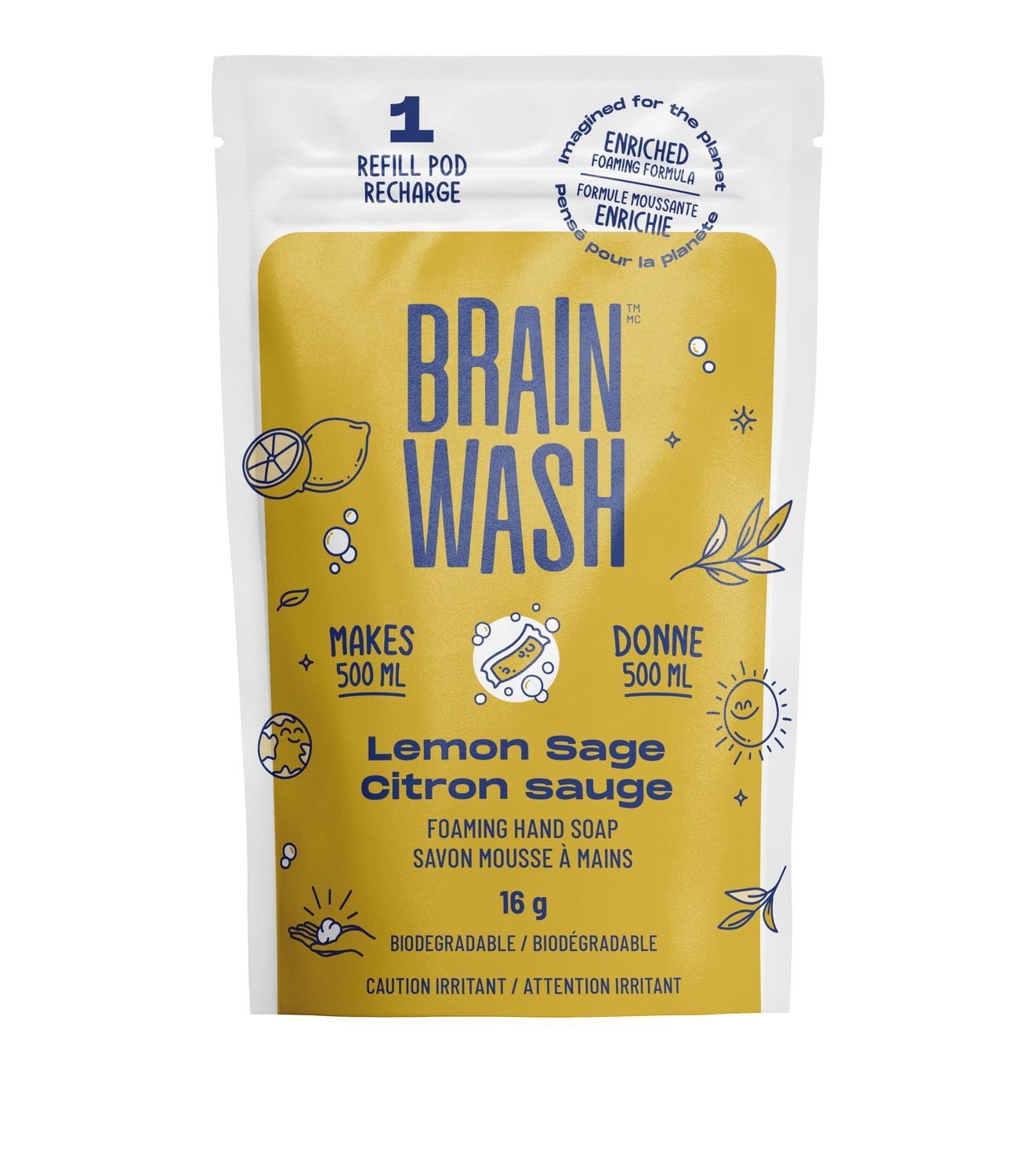Brain Wash Foaming Hand Soap Refill Pod - Lemon Sage - Walmart.ca
