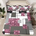 thumbnail image 2 of YST Abstract Geometric Sheet Set For Girls Full Pink Glitter Bling Sequins Check Bed Sheets,Black Grey Stripes Grids Sheets Starry Sky Geometry Fitted Sheet + Flat Sheet + 2 Pillow Cases, 2 of 5