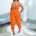 thumbnail image 3 of B91xZ Combinaisons pour Femmes Bretelles Réglables Mode Combinaison avec Poche, Orange TG, 3 of 5