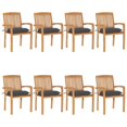 thumbnail image 1 of vidaXL Stacking Garden Chairs with Cushions 8 pcs Solid Teak Wood, 1 of 5
