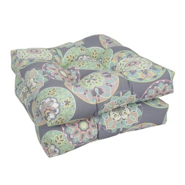 19-Inch Squared Polyester Outdoor Tufted Dining Chair Cushions (Set Of 2) 94005-2Ch-Od-106