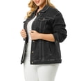 thumbnail image 4 of Agnes Orinda Women's Plus Size St. Patrick's Day Jean Jacket Stitching Button Washed Denim Outerwear Coat 5X Black, 4 of 8